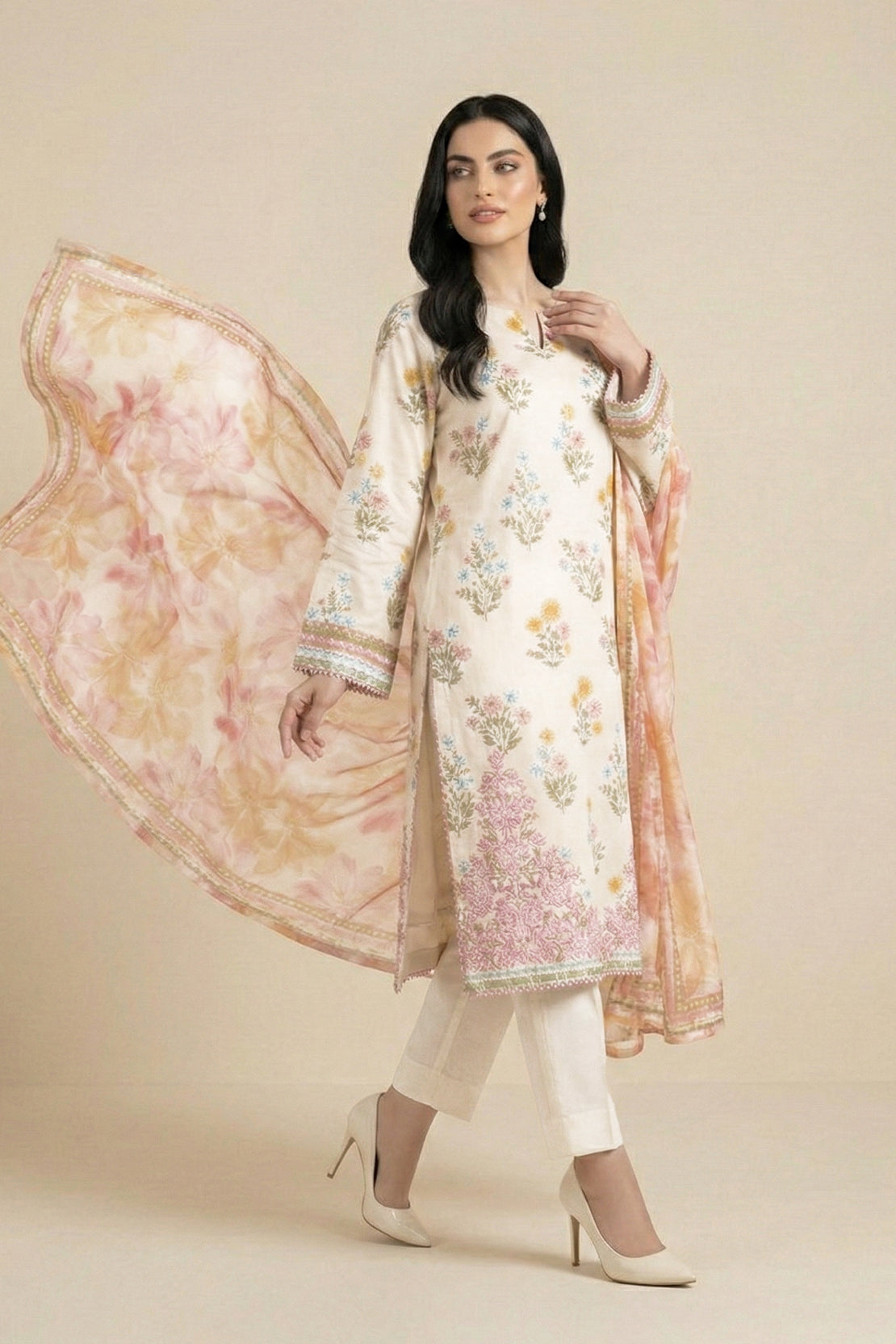 Embroidered - 2 Pc Lawn Suit (Shirt & Dupatta)