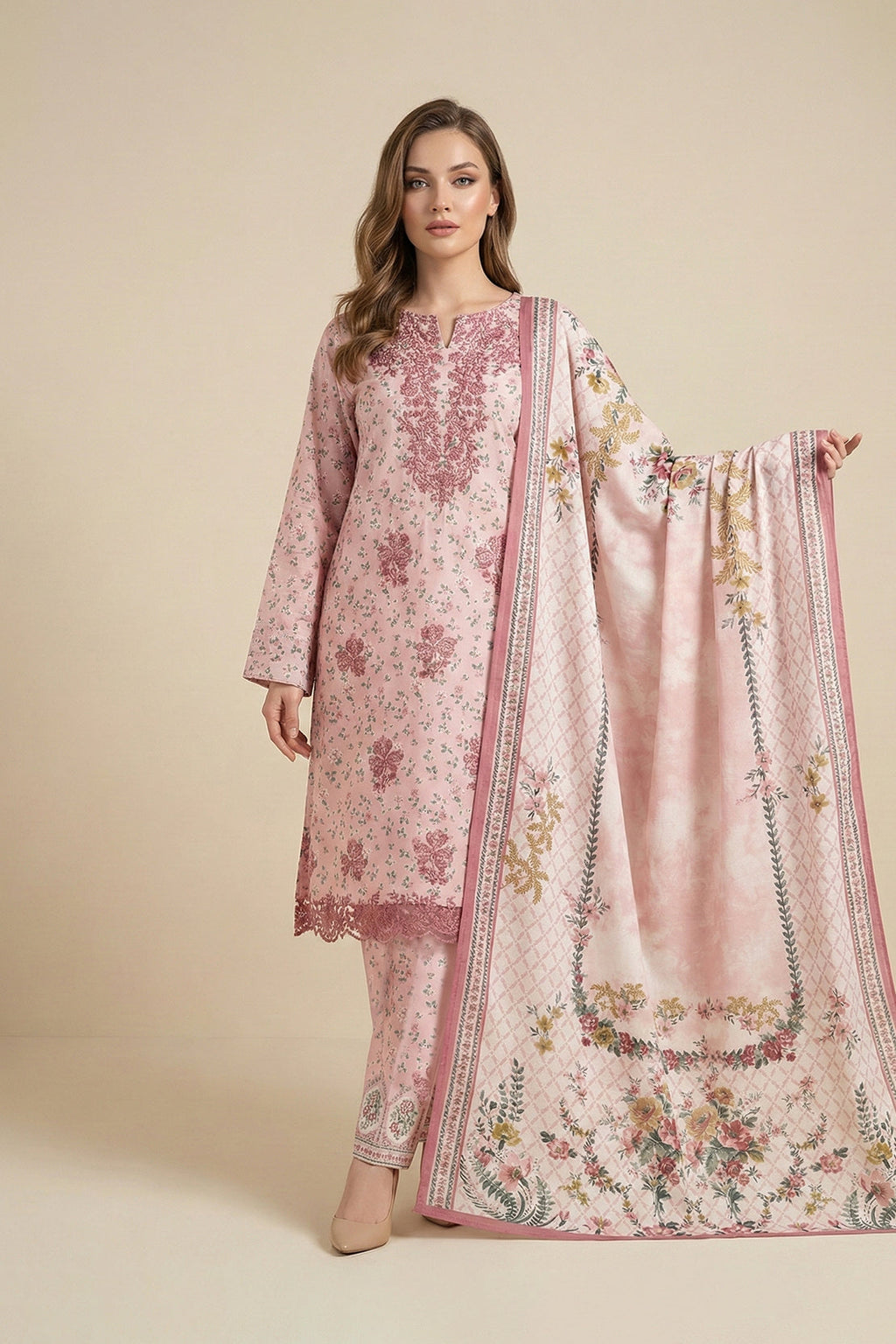 Embroidered - 3 Pc Lawn Suit