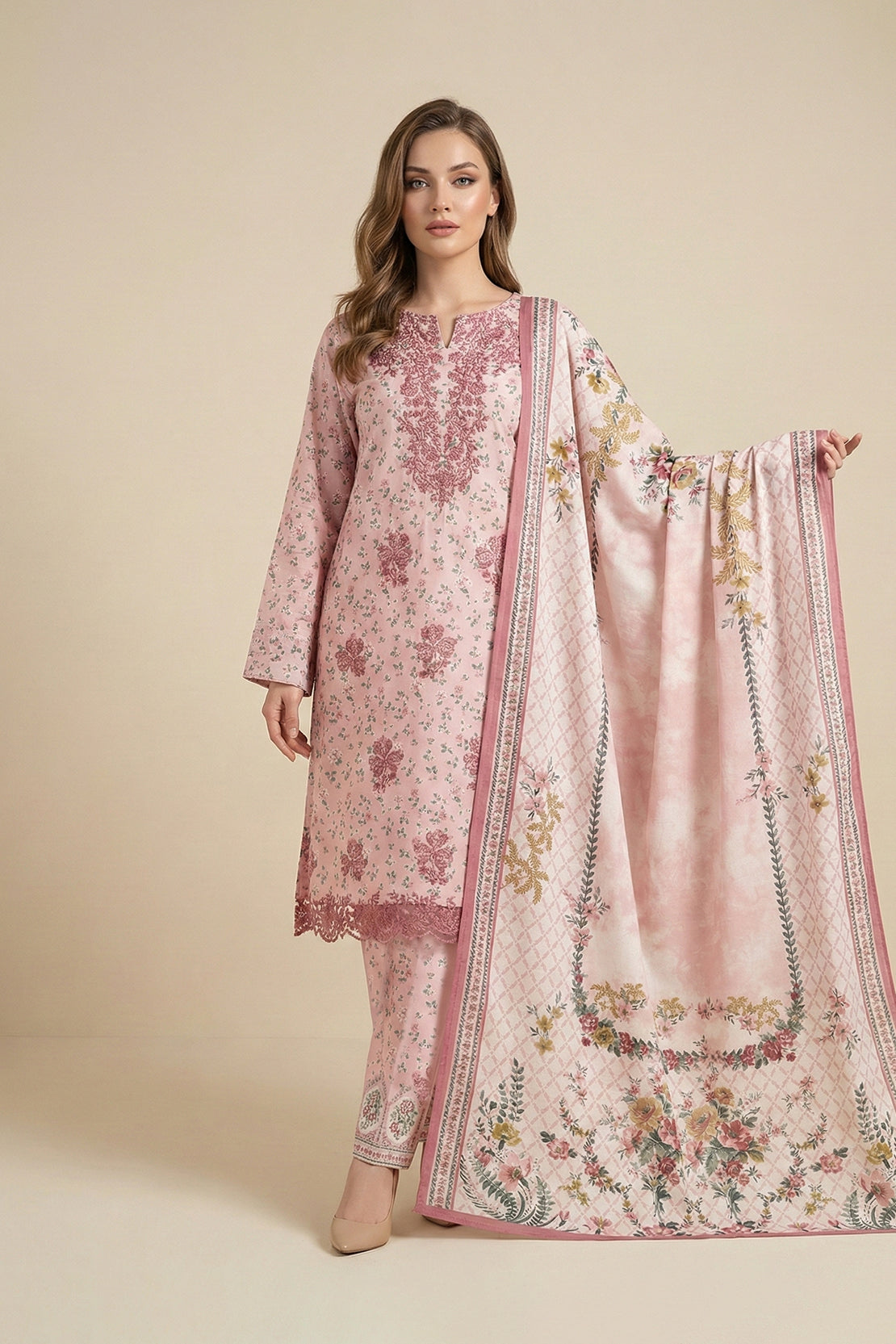 Embroidered - 3 Pc Lawn Suit