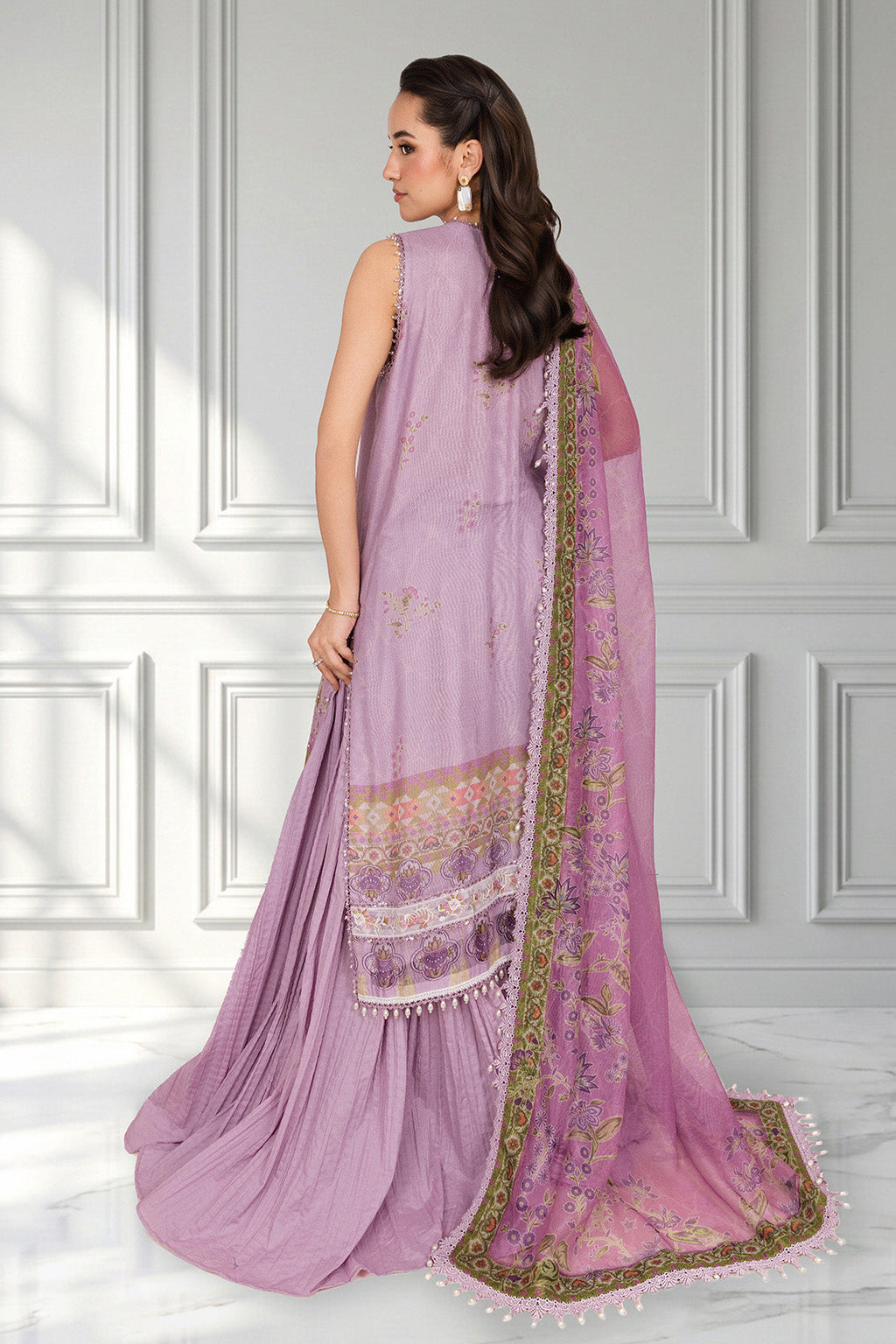 Embroidered - 3 Pc Cotton Net Suit