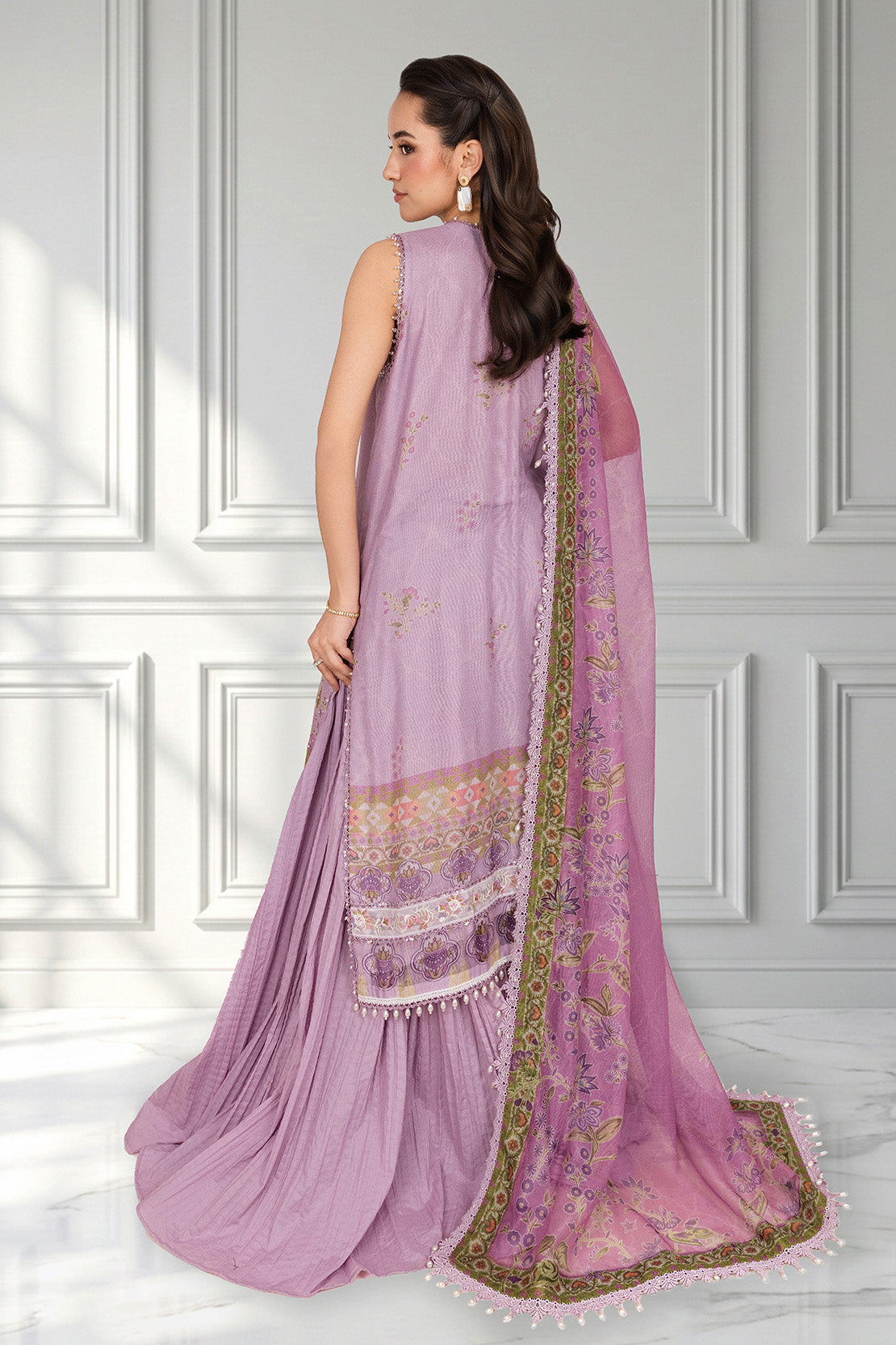 Embroidered - 3 Pc Cotton Net Suit