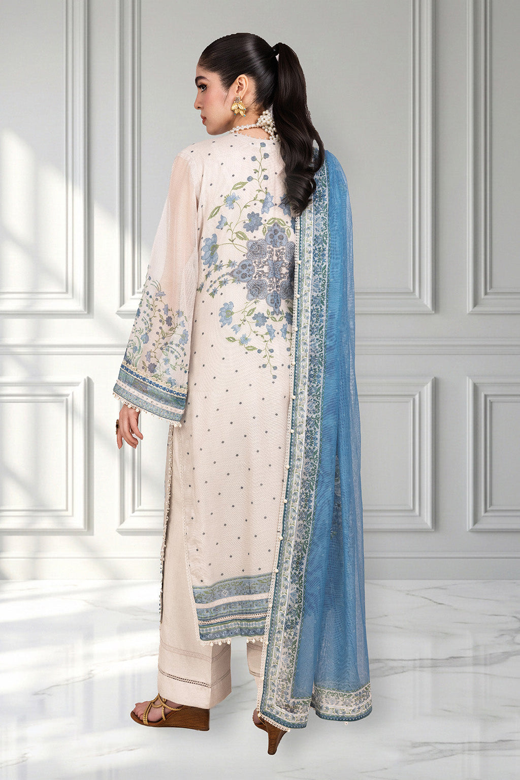 Embroidered - 3 Pc Cotton Net Suit