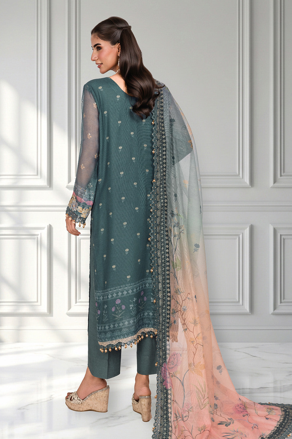 Embroidered - 3 Pc Cotton Net Suit