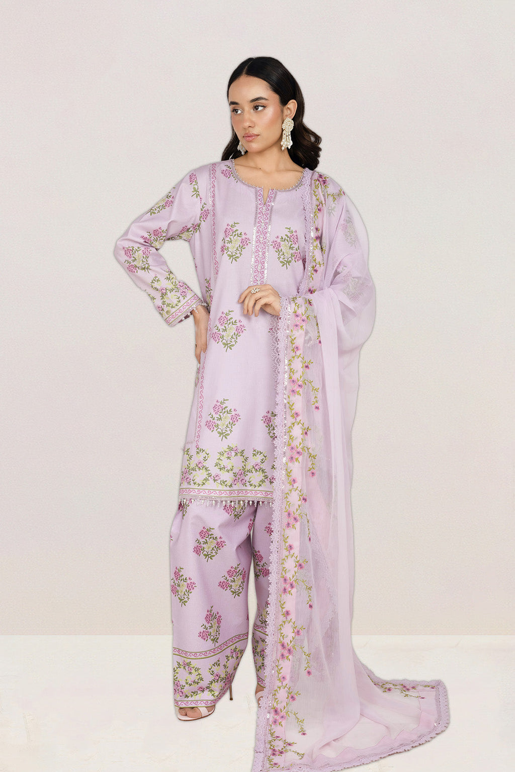 Embroidered - 3 Pc Lawn Suit (Embroidered Chiffon Dupatta)