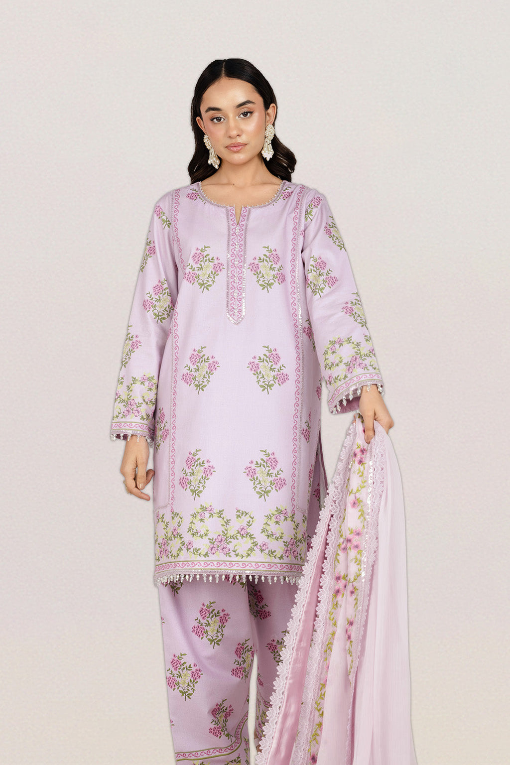 Embroidered - 3 Pc Lawn Suit (Embroidered Chiffon Dupatta)