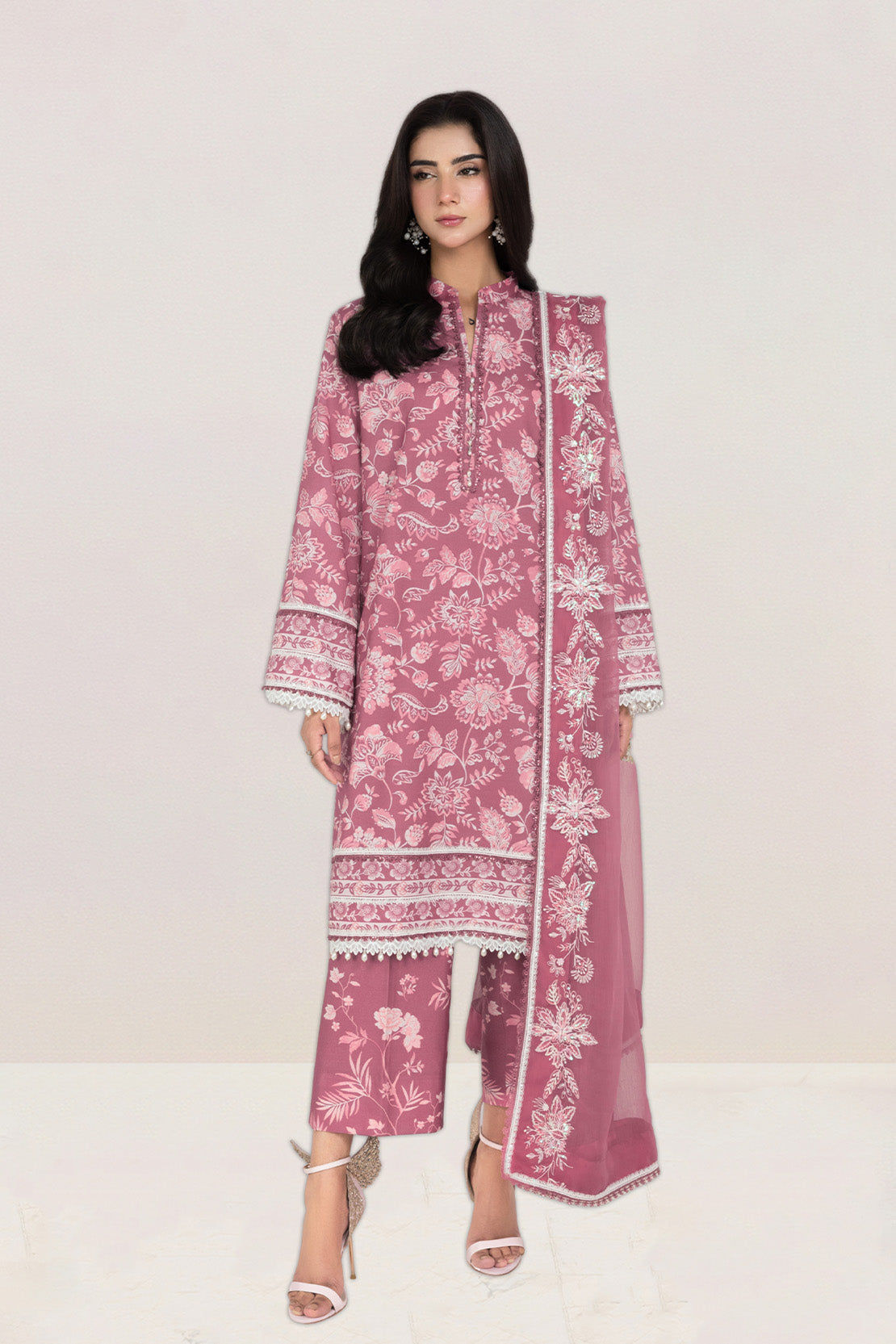 Embroidered - 3 Pc Lawn Suit (Embroidered Chiffon Dupatta)