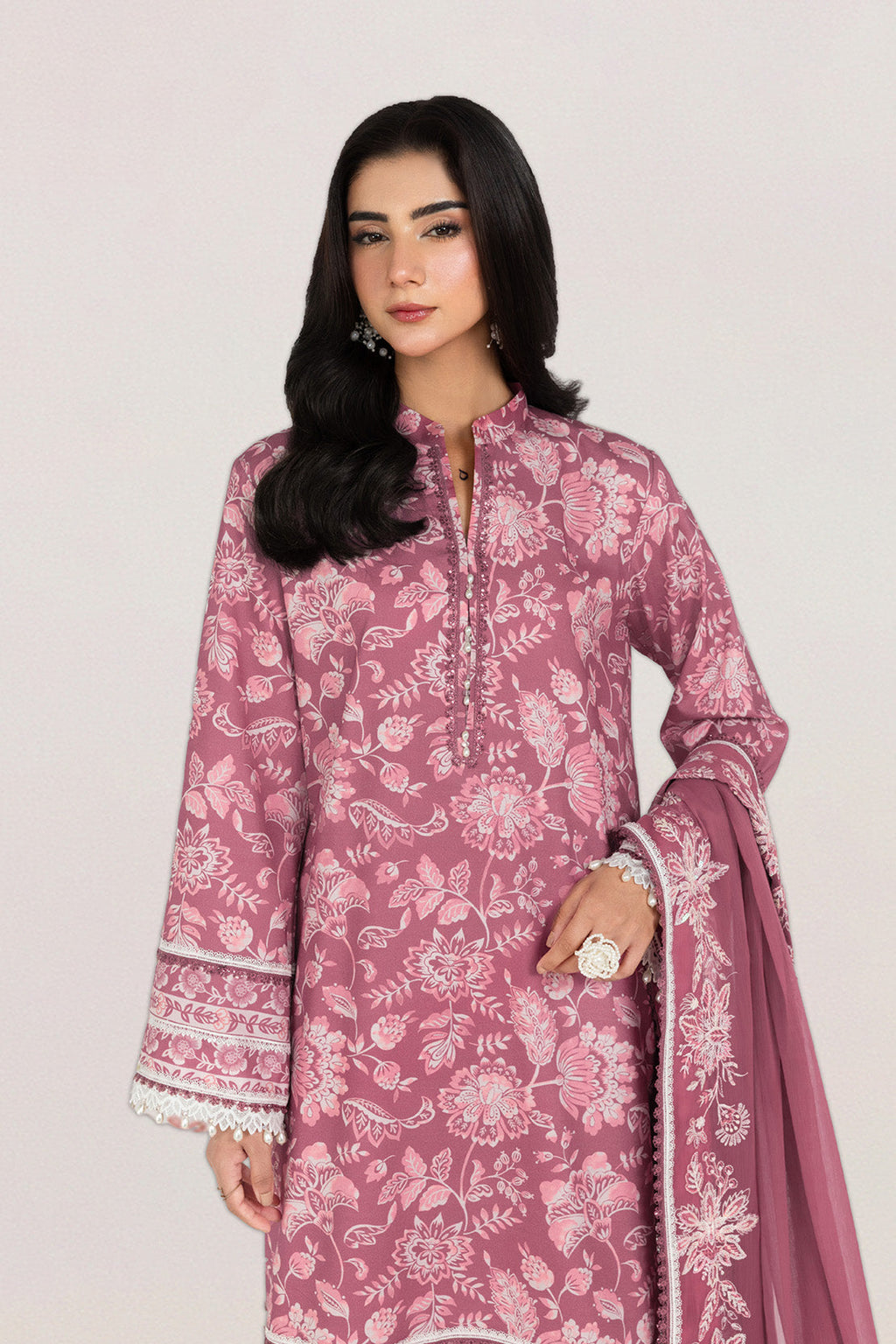 Embroidered - 3 Pc Lawn Suit (Embroidered Chiffon Dupatta)