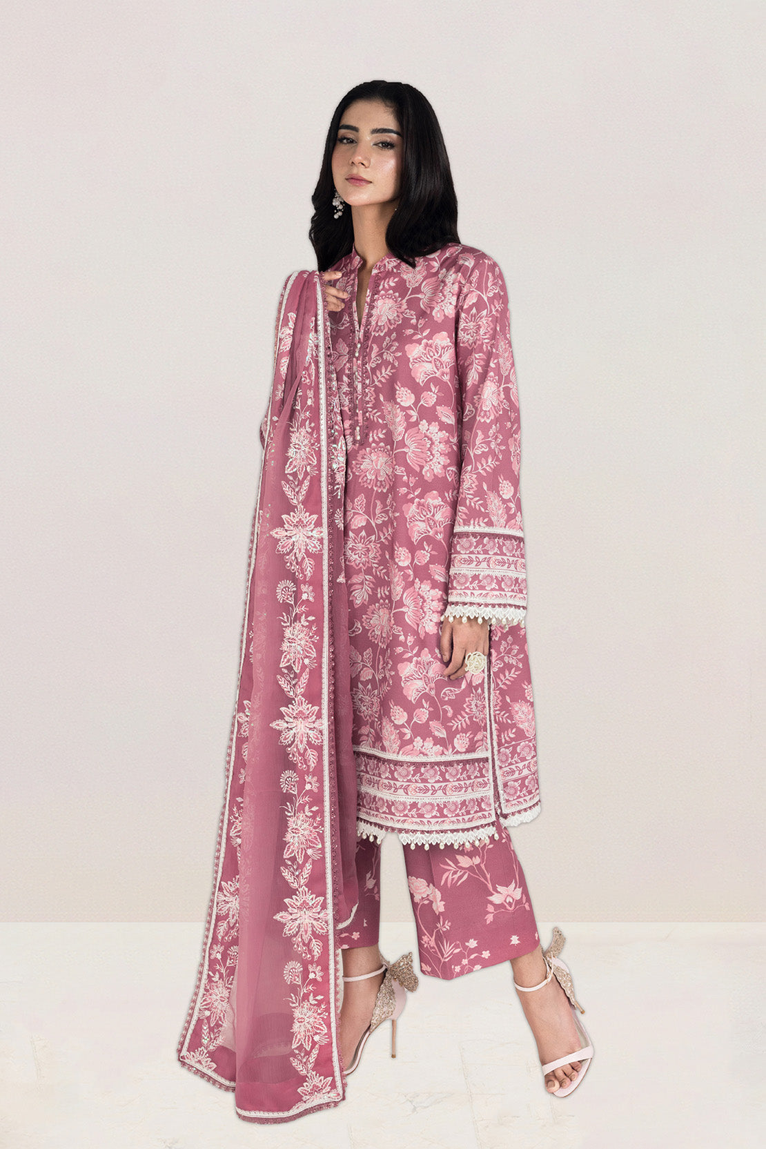 Embroidered - 3 Pc Lawn Suit (Embroidered Chiffon Dupatta)