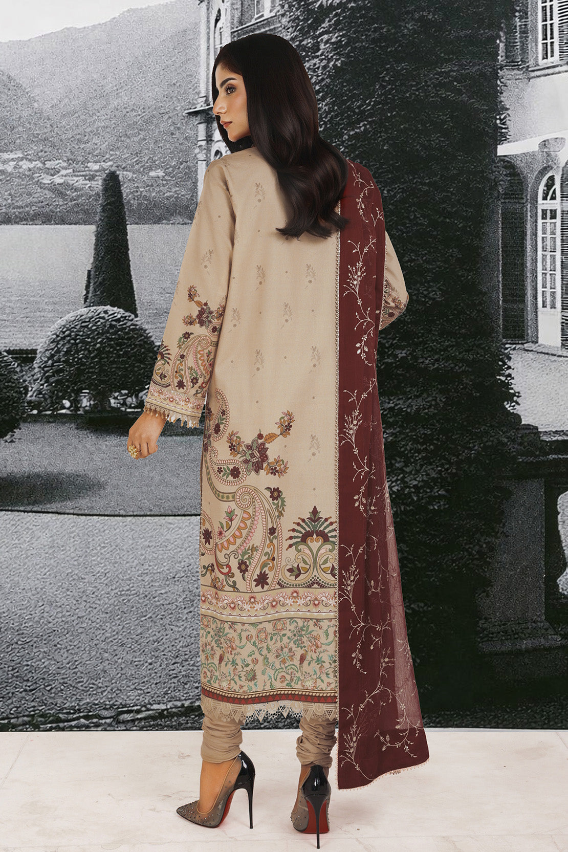 Trending Embroidered - 3 Pc Lawn Suit (Embroidered Chiffon Dupatta)