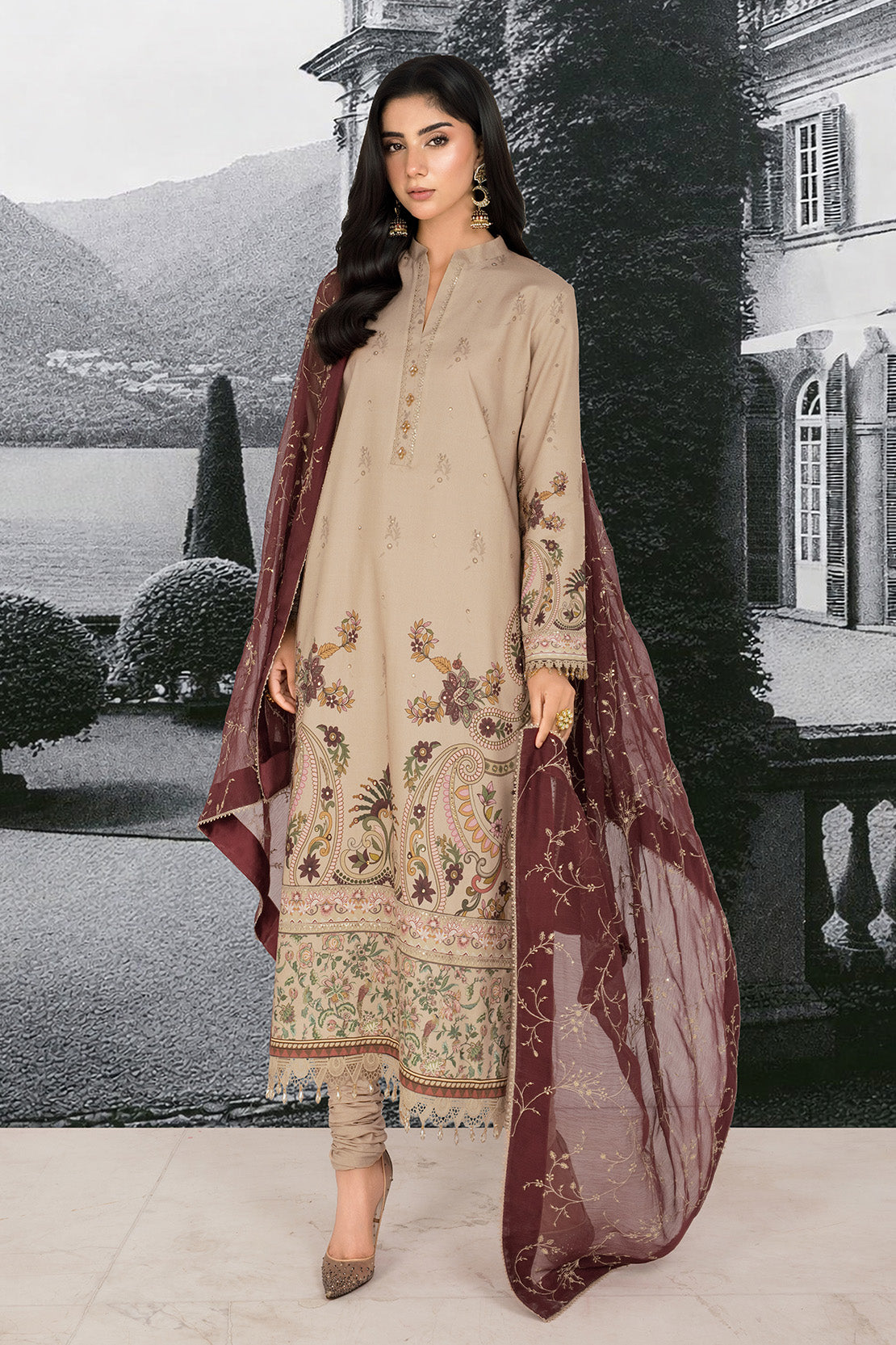 Trending Embroidered - 3 Pc Lawn Suit (Embroidered Chiffon Dupatta)