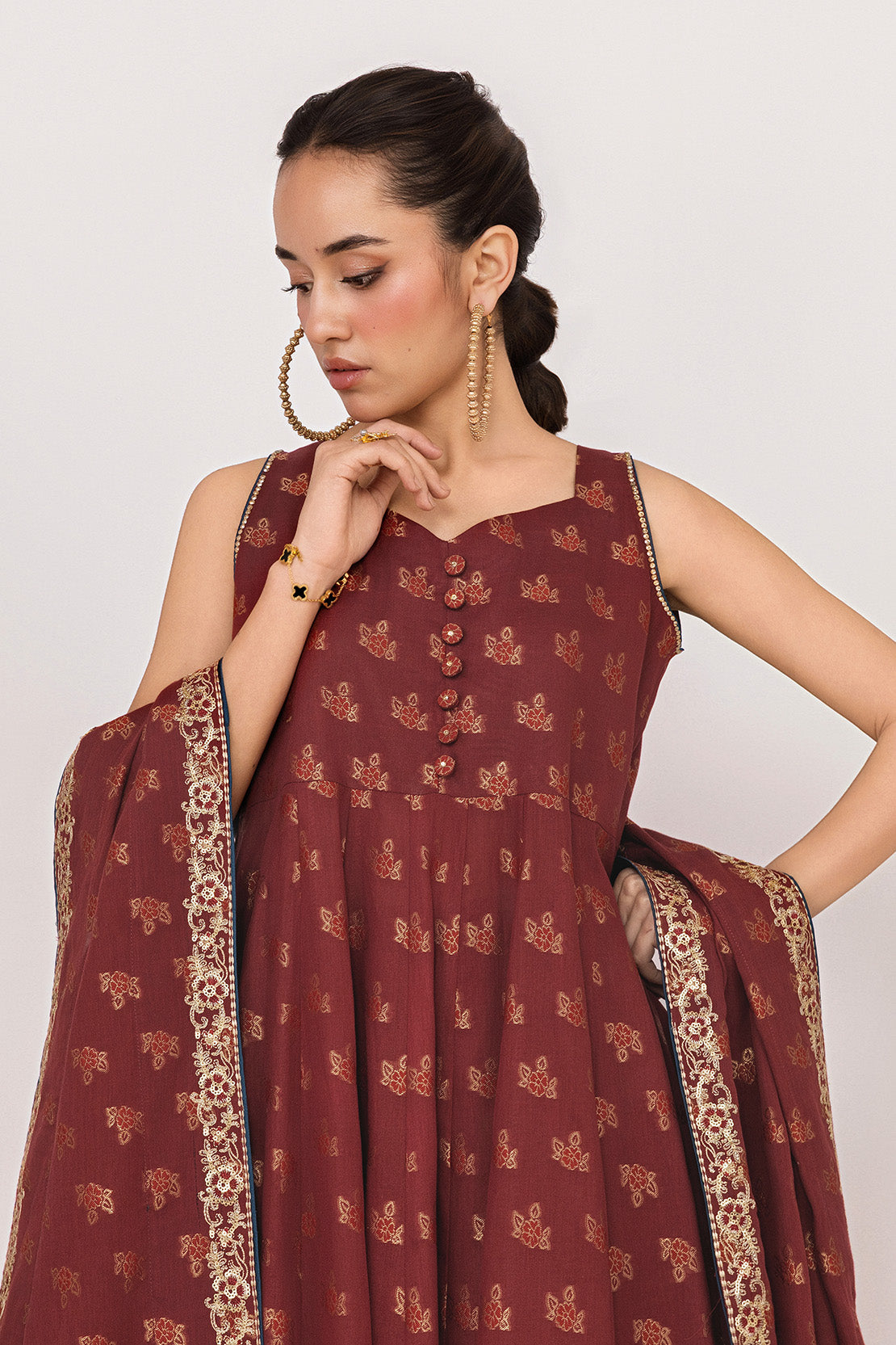 Festive Jacquard - 2 Pc Suit (Shirt & Dupatta)