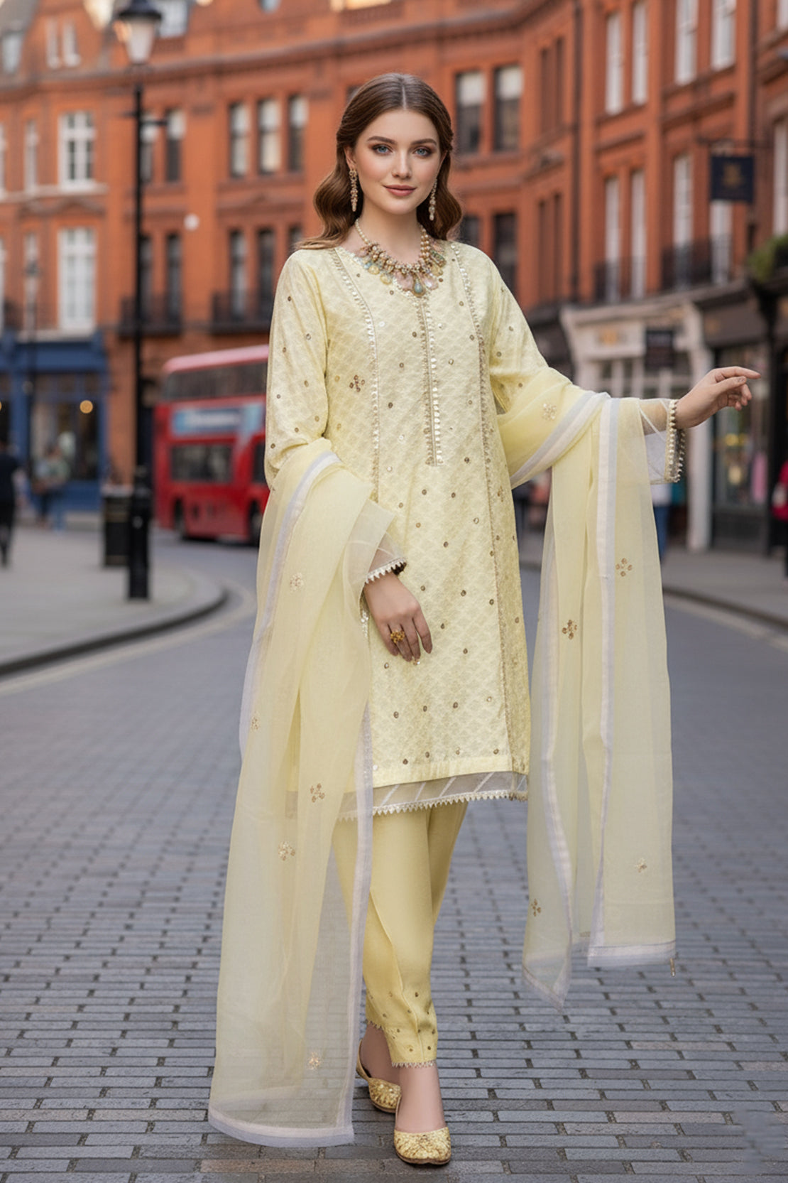 Embellished Cotton Suit - 2PC LUXURY PRET