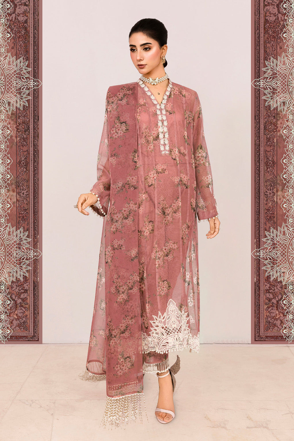 3PC COTTON NET, ORGANZA & LAWN EID FESTIVE UNSTITCHED