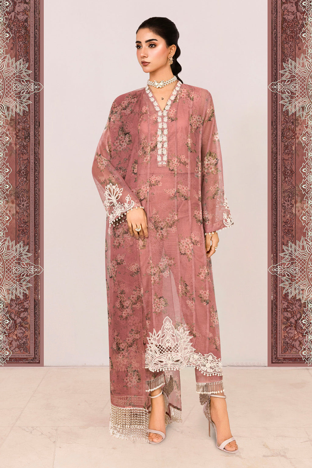 3PC COTTON NET, ORGANZA & LAWN EID FESTIVE UNSTITCHED