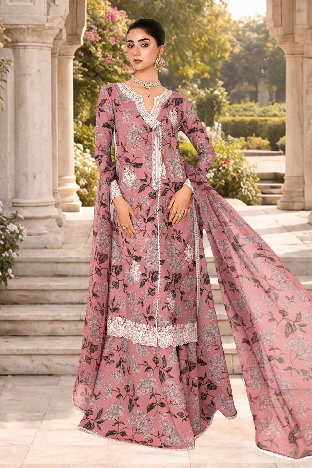 3PC LAWN & CHIFFON EID FESTIVE UNSTITCHED