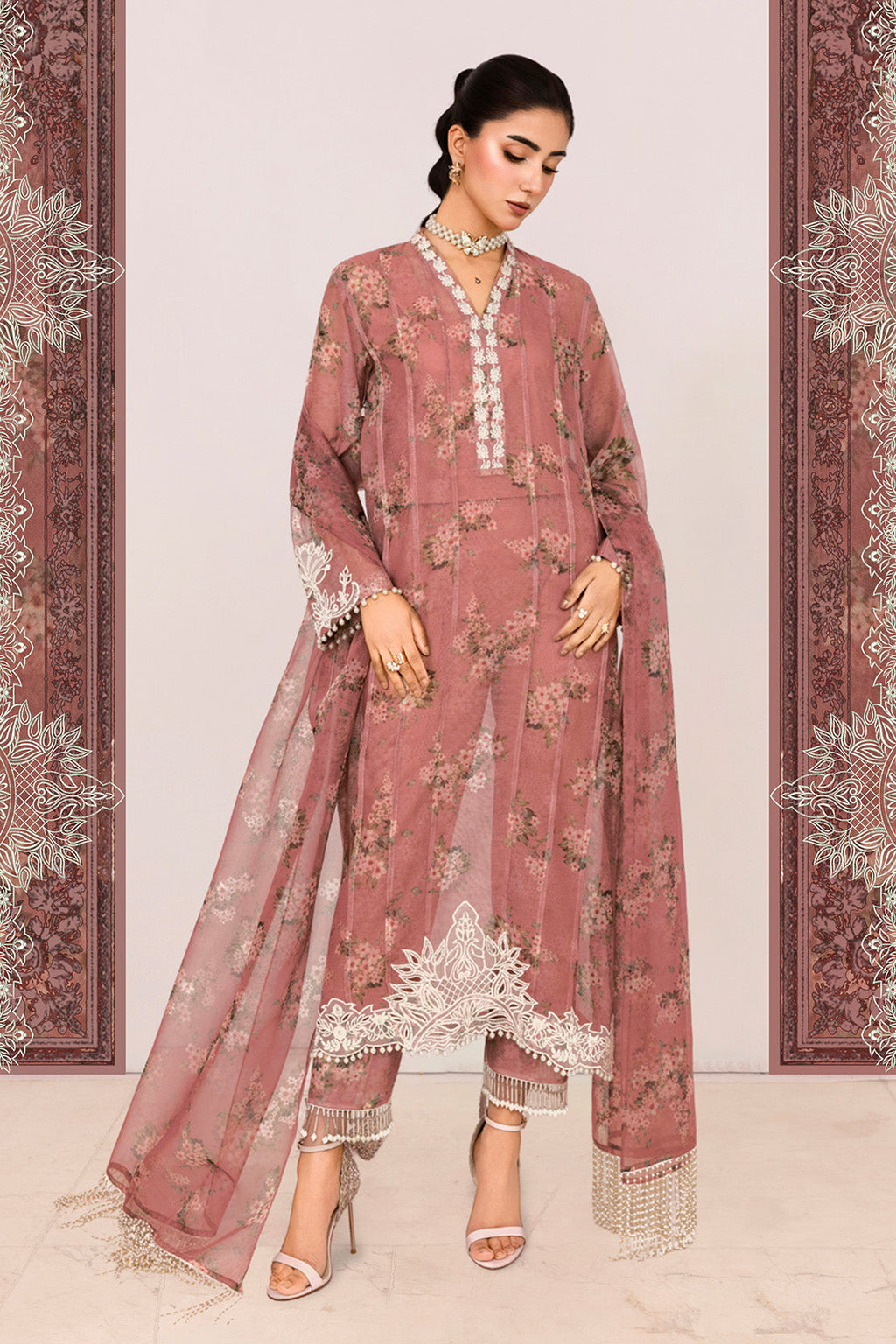 3PC COTTON NET, ORGANZA & LAWN EID FESTIVE UNSTITCHED