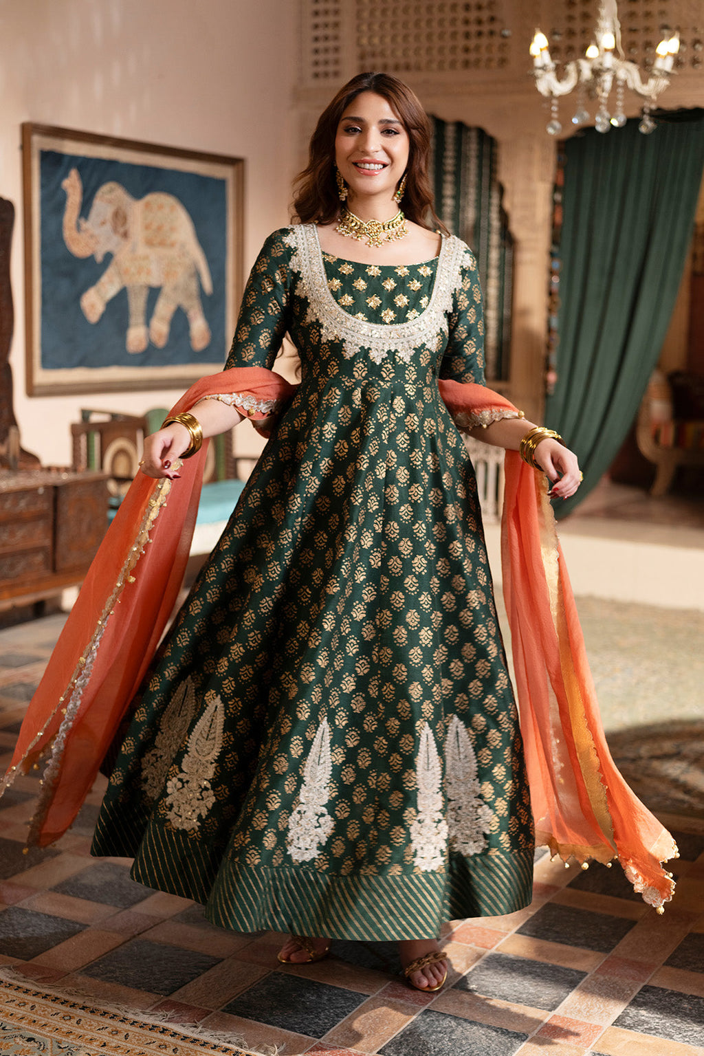 ZARREEN ANARKALI – 2PC RAWSILK & PAPER COTTON LUXURY PRET