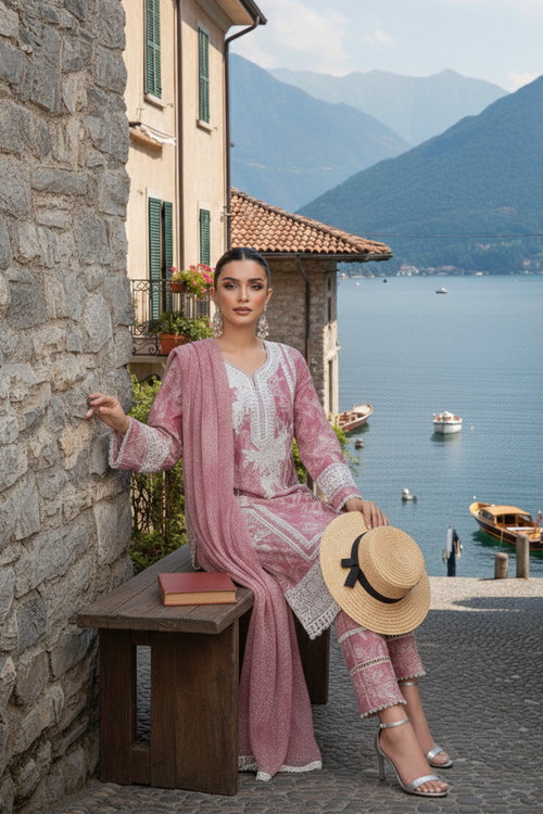 BLOOMY BLOSSOM -3PC GRIP & CHIFFON LUXURY PRET