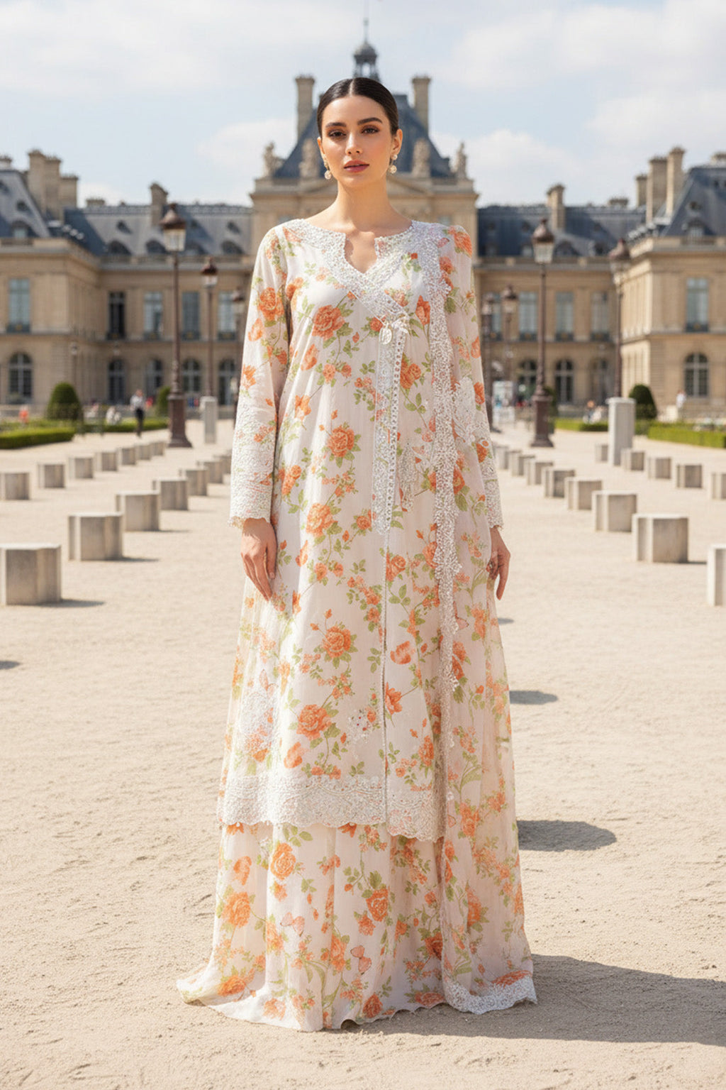 FLORAL SYMPHONY – 3PC LAWN & CHIFFON LUXURY PRET