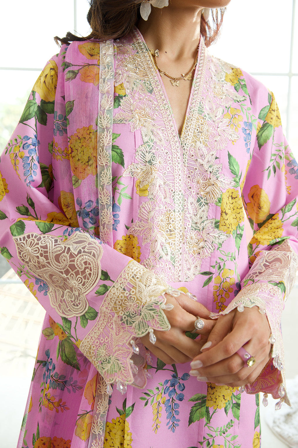 VIRAL BLUSH BLOOM – 3PC LAWN & CHIFFON LUXURY PRET