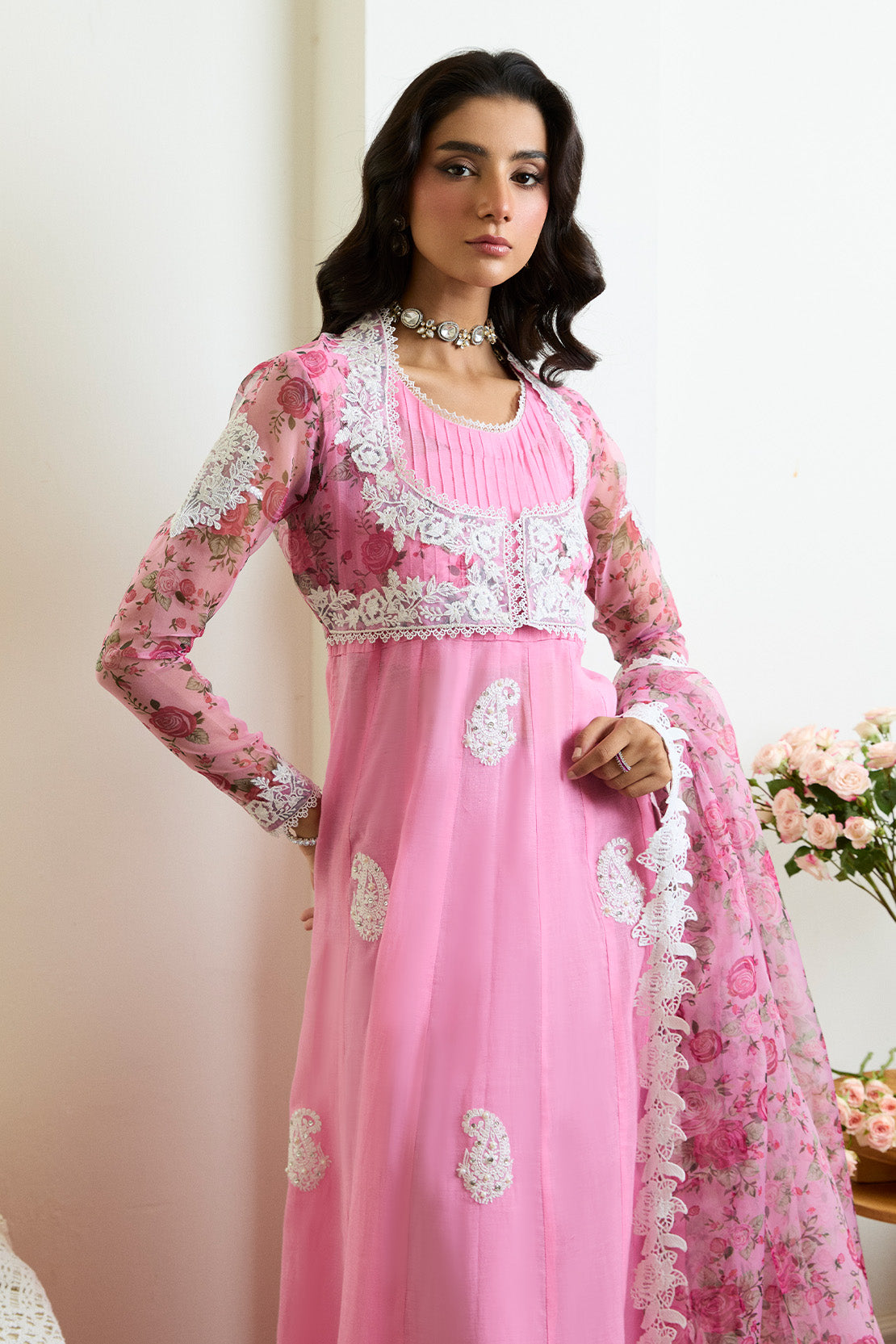 NAZAARA – 3PC PAPER COTTON & ORGANZA LUXURY PRET