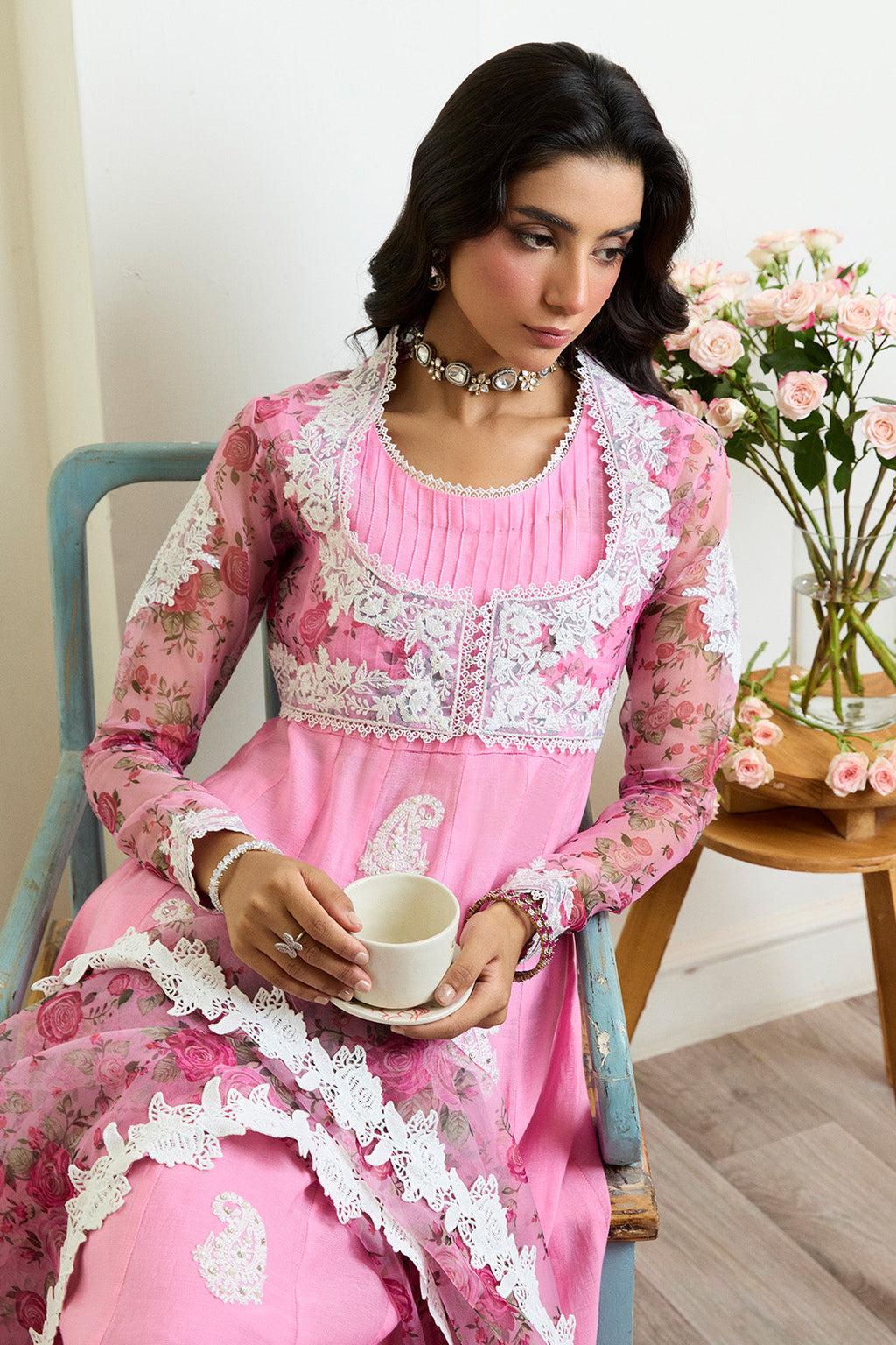 NAZAARA – 3PC PAPER COTTON & ORGANZA LUXURY PRET