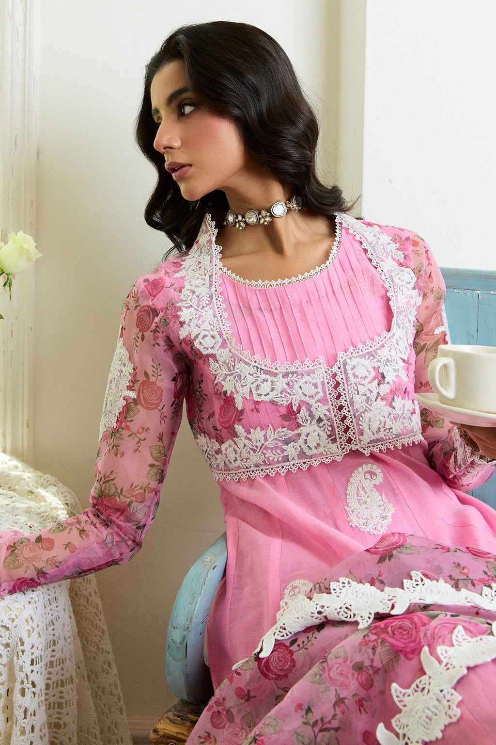 NAZAARA – 3PC PAPER COTTON & ORGANZA LUXURY PRET