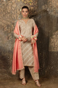 LEHER – 3PC PAPER COTTON, SILK LAWN & ZARI JAMAWAR WEDDING FESTIVE PRET