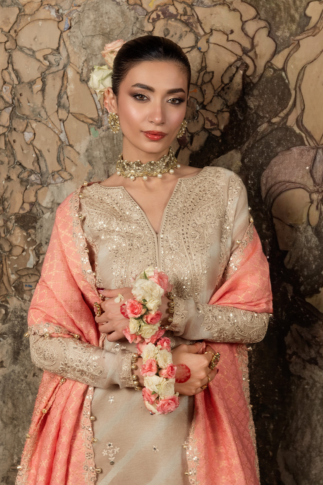 LEHER – 3PC PAPER COTTON, SILK LAWN & ZARI JAMAWAR WEDDING FESTIVE PRET
