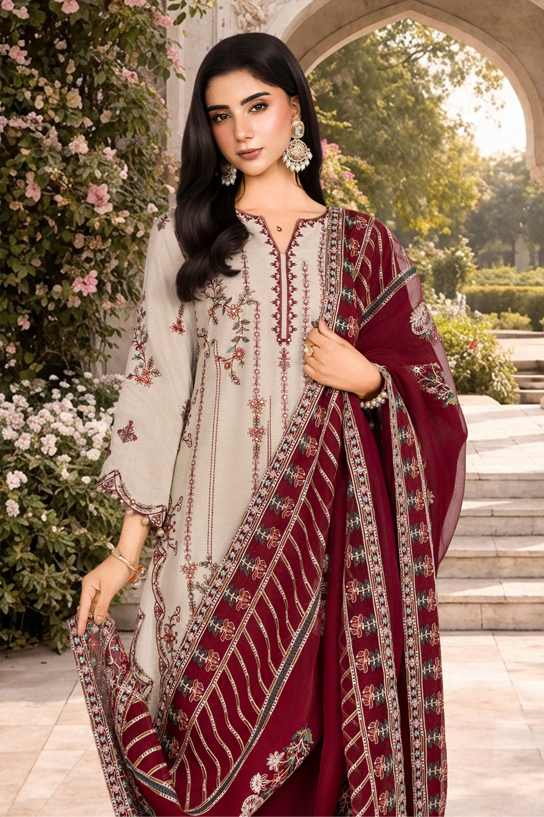 2PC RAWSILK & ORGANZA EID FESTIVE UNSTITCHED