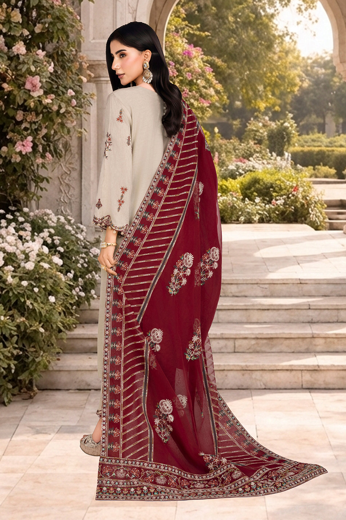 2PC RAWSILK & ORGANZA EID FESTIVE UNSTITCHED