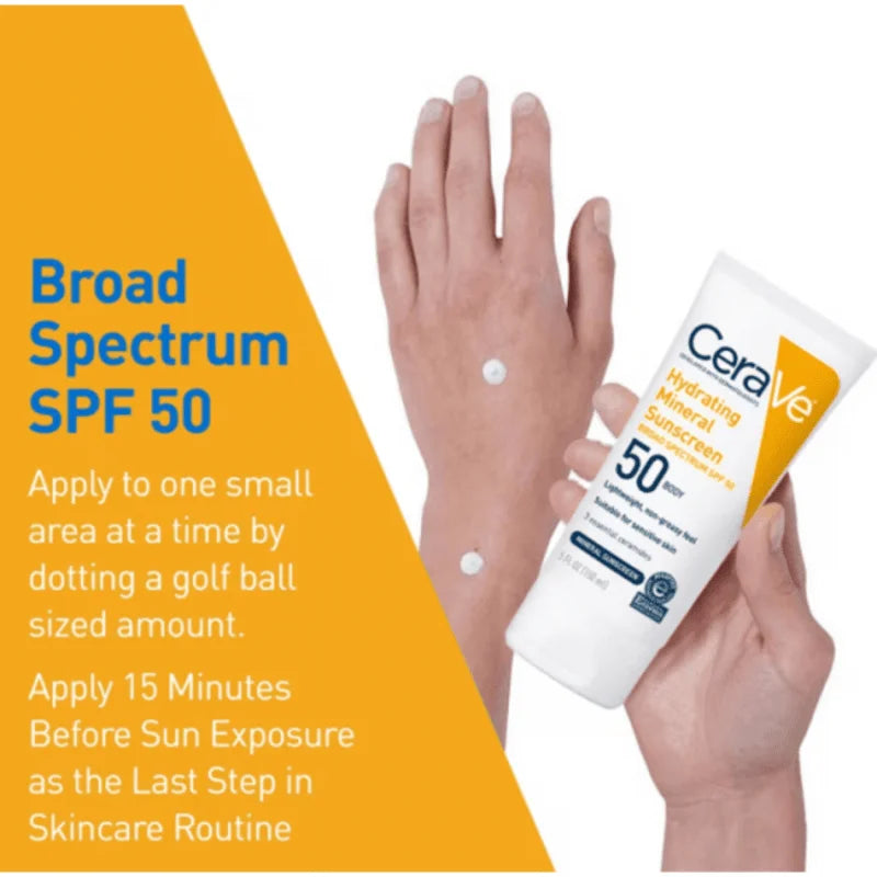 CeraVe Hydrating Mineral Sunscreen Body Lotion SPF 50 - 150 ml
