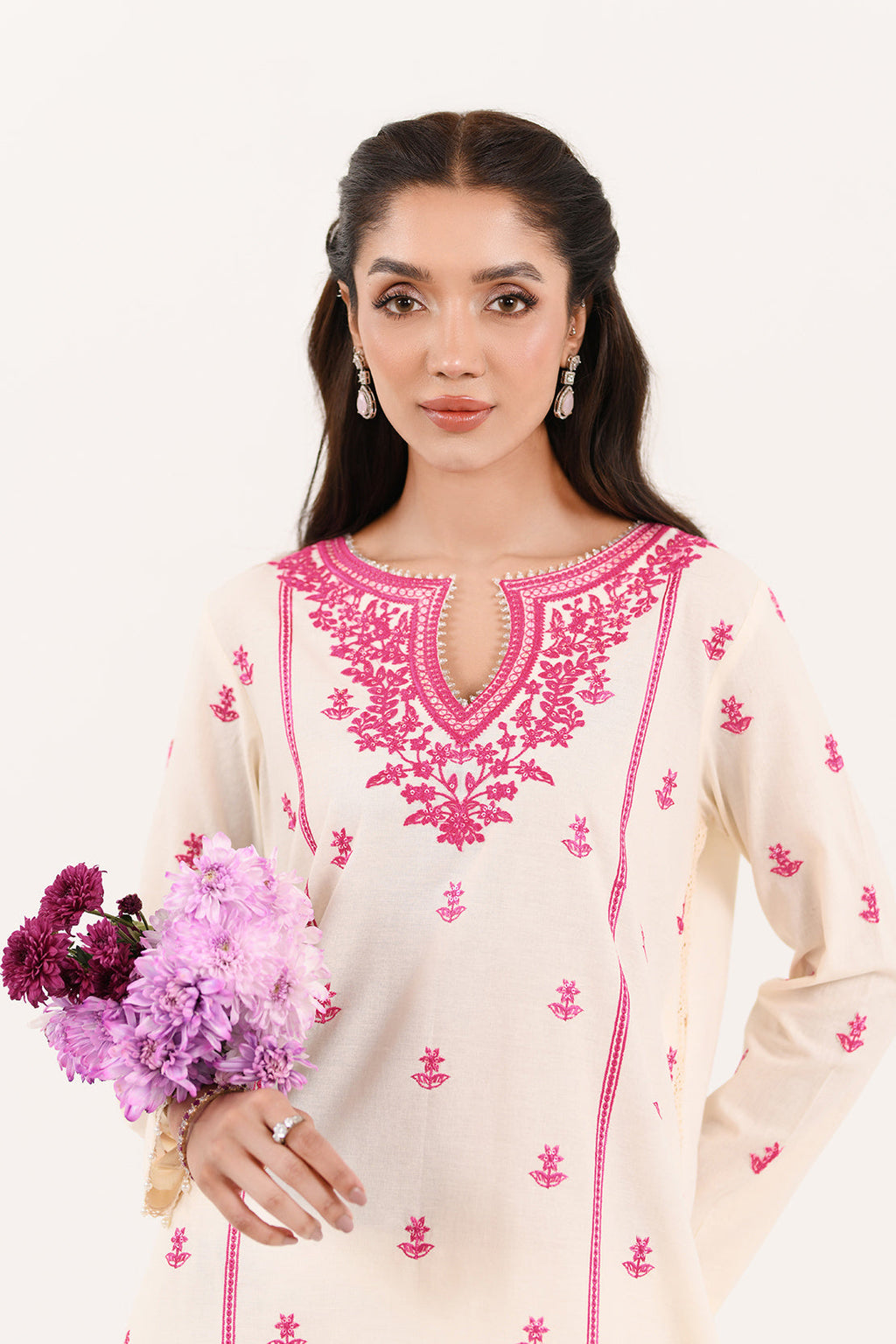 Embroidered - 2 Pc Cotton Linen Suit