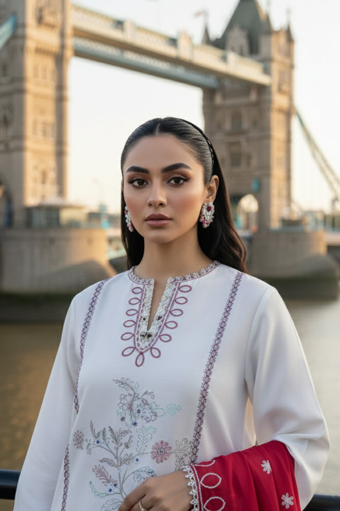 Embroidered - 3 Pc Lawn Suit (Dyed Embroidered Dupatta)