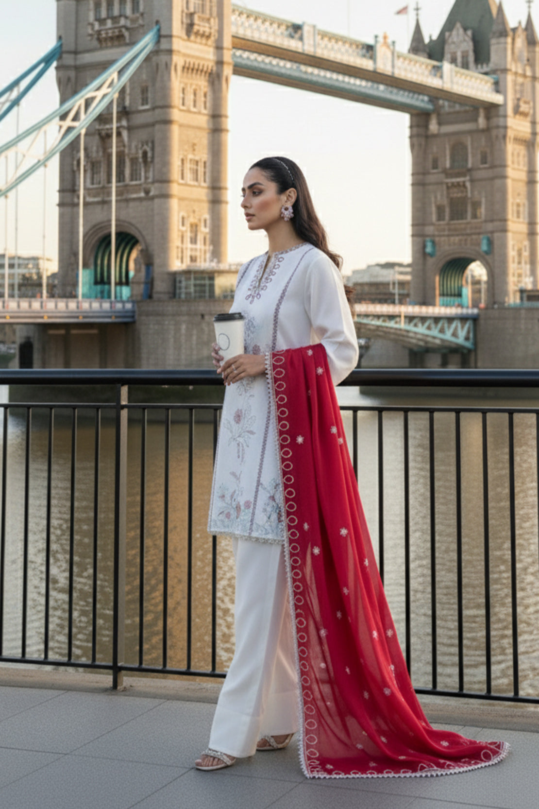 Embroidered - 3 Pc Lawn Suit (Dyed Embroidered Dupatta)