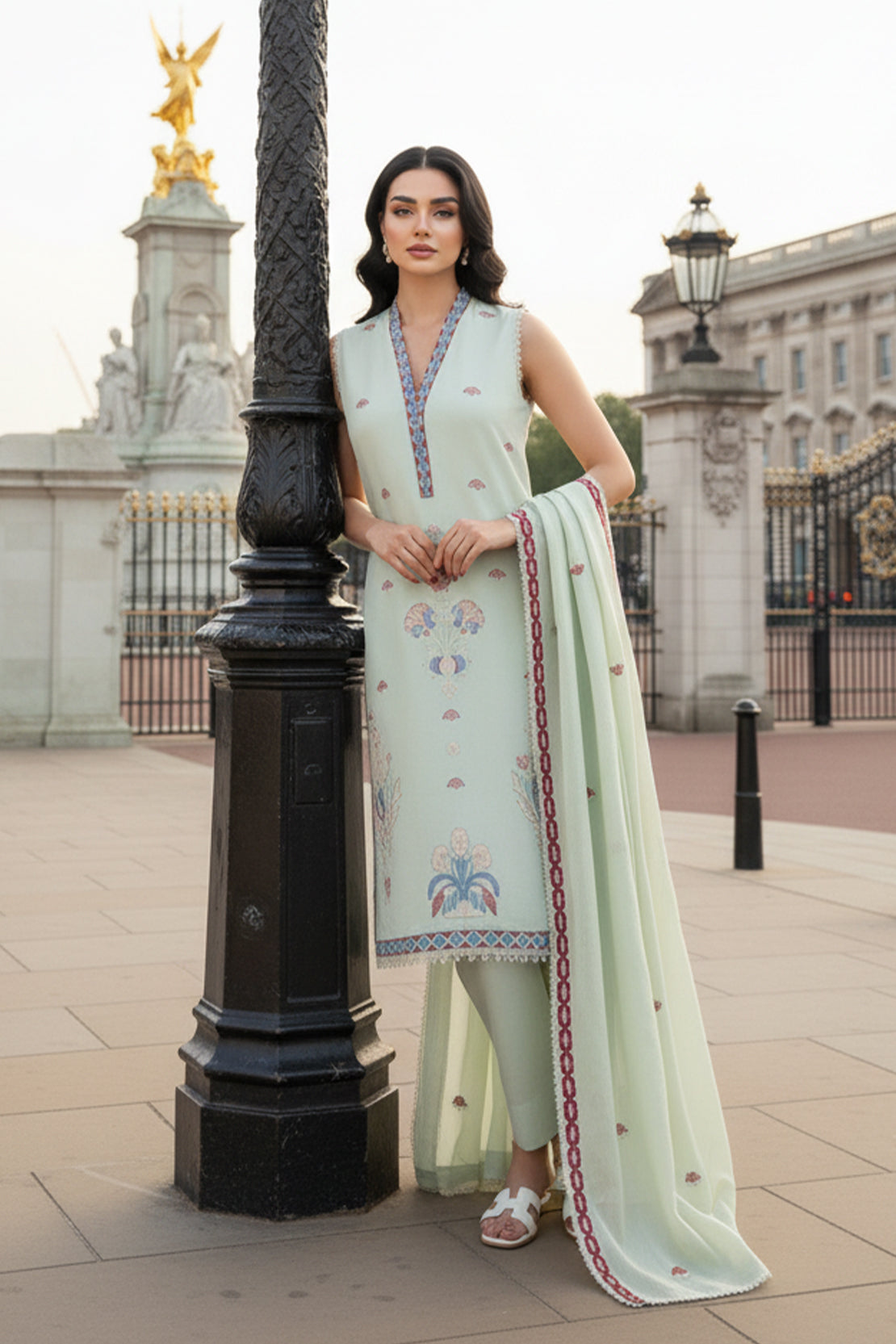 Embroidered - 3 Pc Lawn Suit (Dyed Embroidered Dupatta)