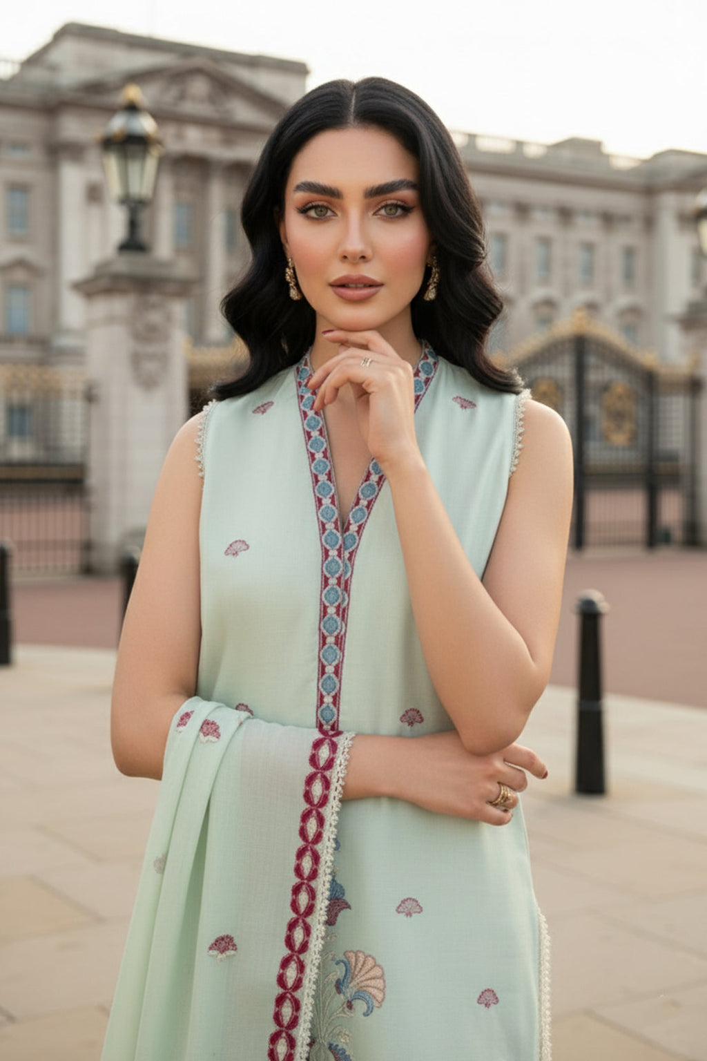 Embroidered - 3 Pc Lawn Suit (Dyed Embroidered Dupatta)