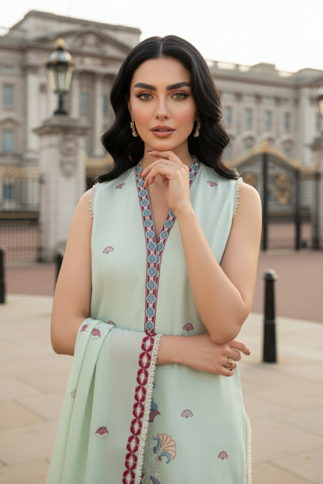 Embroidered - 3 Pc Lawn Suit (Dyed Embroidered Dupatta)
