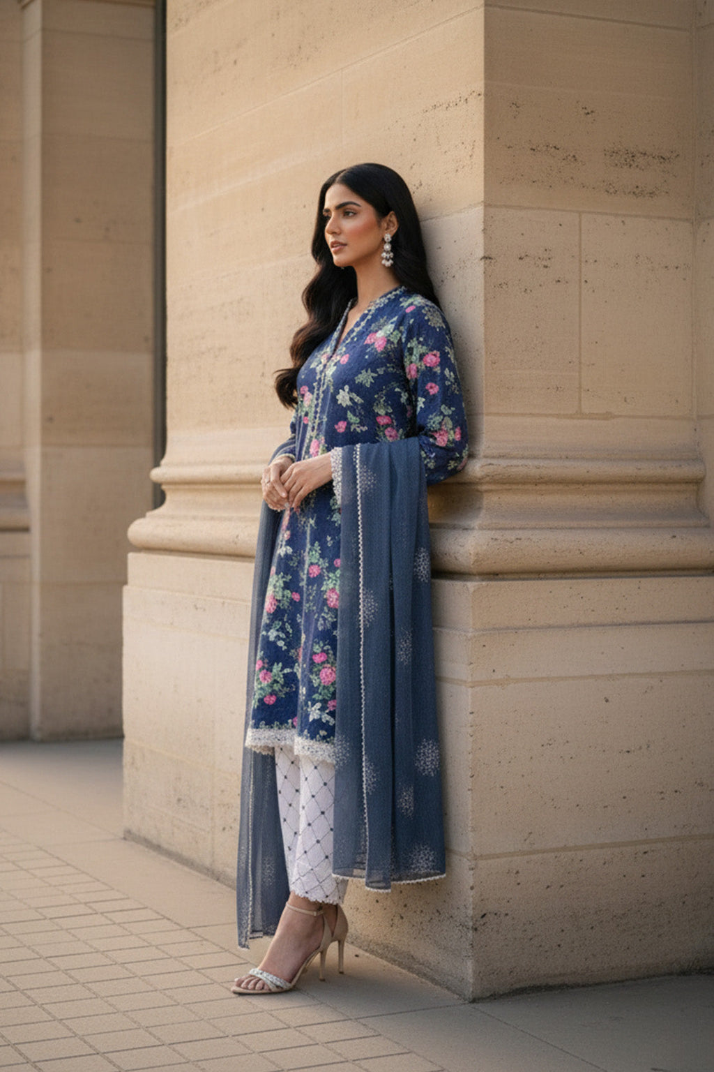 Embroidered - 3 Pc Lawn Suit (Organza Dupatta)