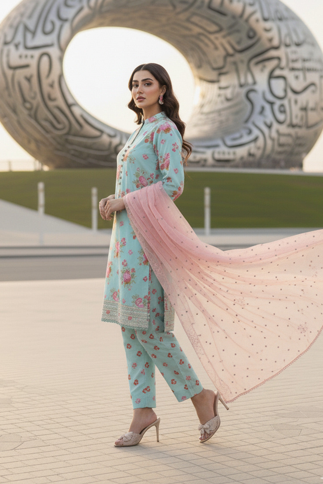 Embroidered - 3 Pc Lawn Suit (Organza Dupatta)