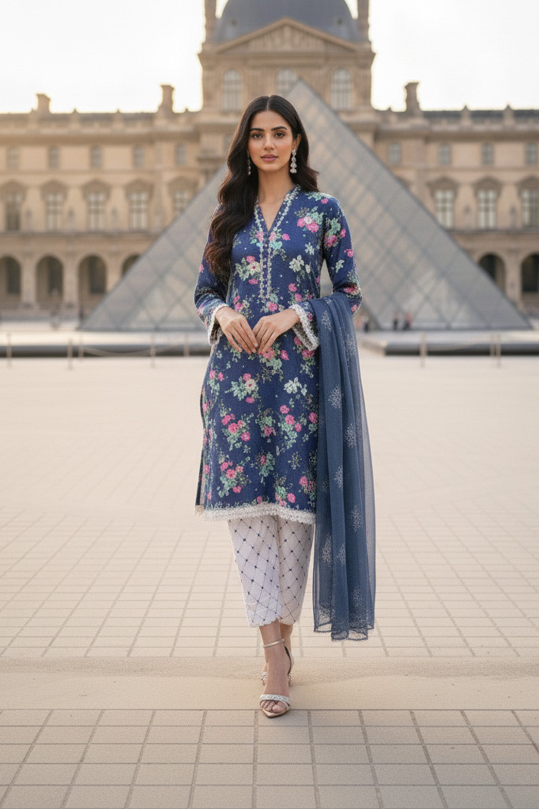 Embroidered - 3 Pc Lawn Suit (Organza Dupatta)