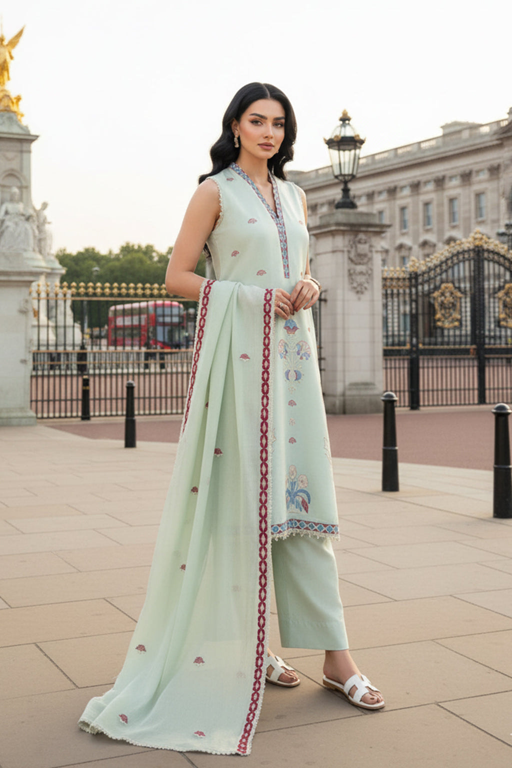 Embroidered - 3 Pc Lawn Suit (Dyed Embroidered Dupatta)