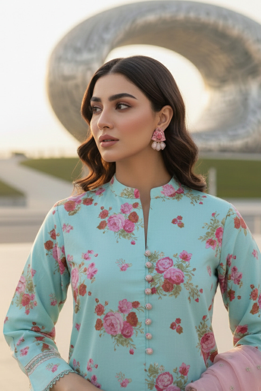 Embroidered - 3 Pc Lawn Suit (Organza Dupatta)