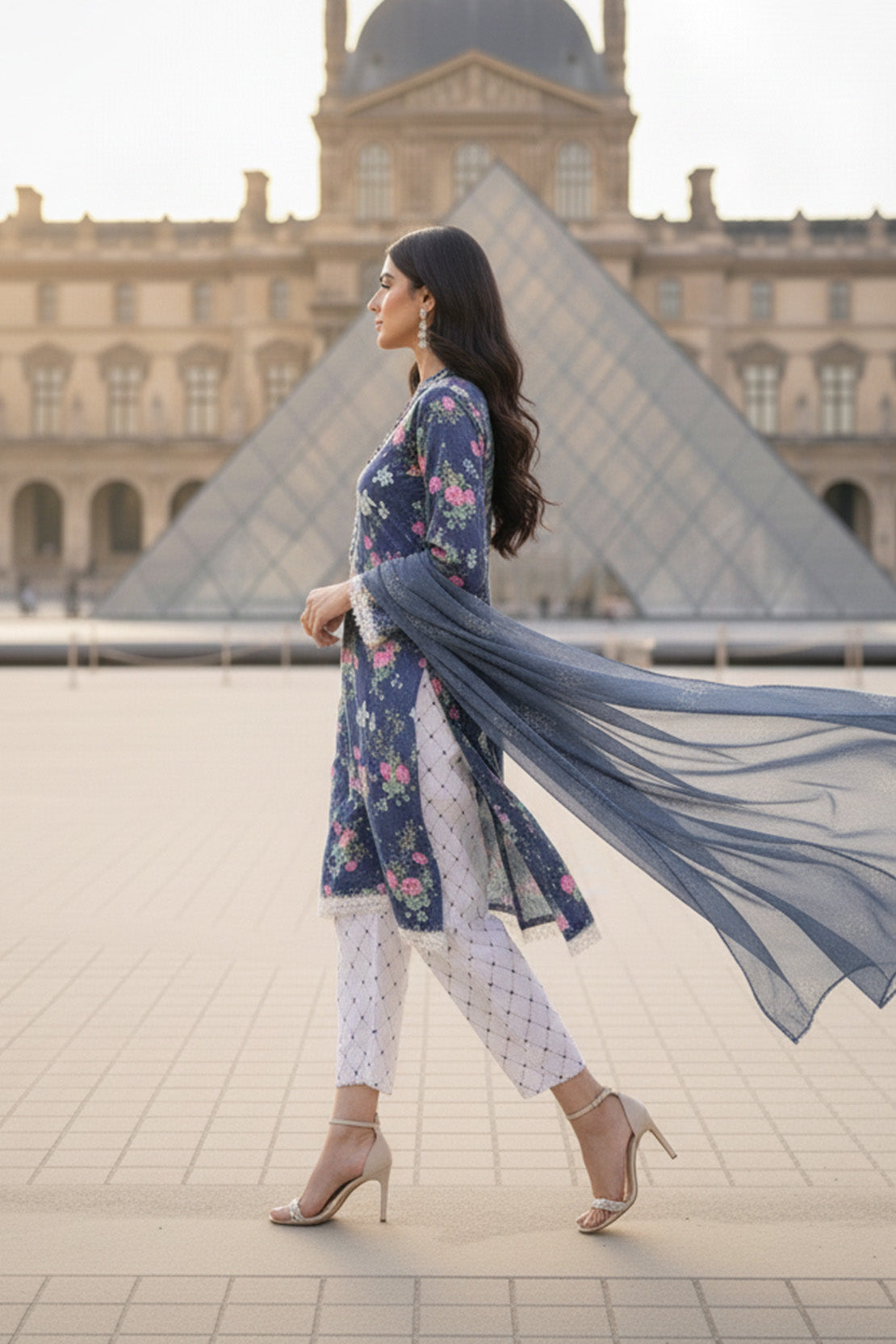 Embroidered - 3 Pc Lawn Suit (Organza Dupatta)