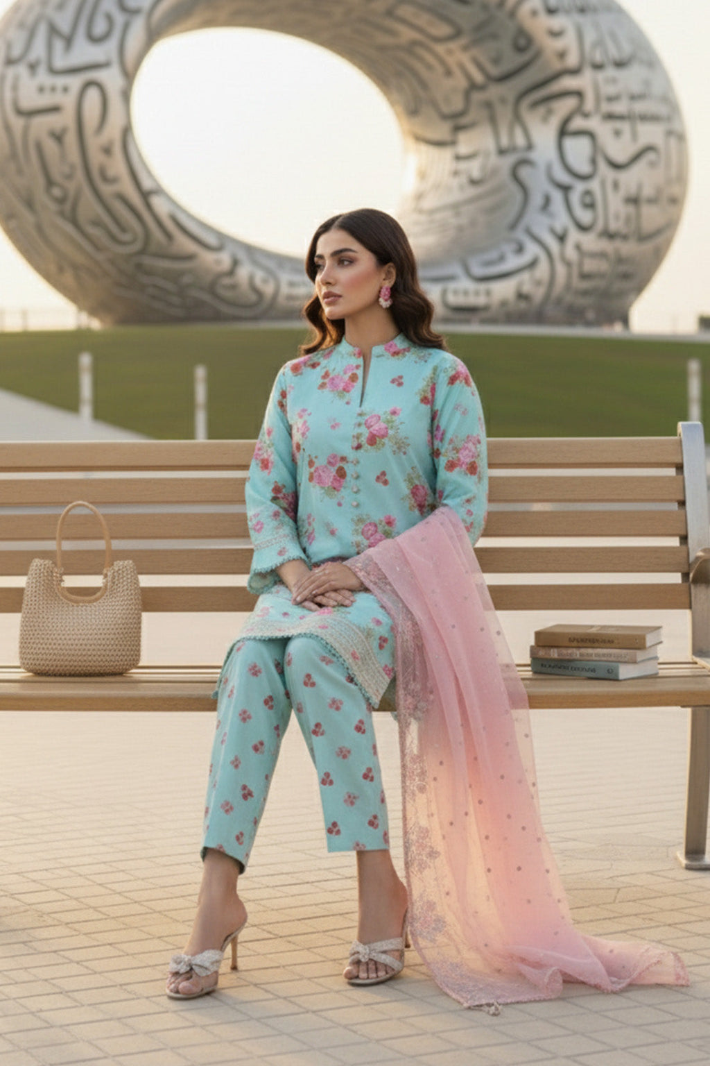 Embroidered - 3 Pc Lawn Suit (Organza Dupatta)
