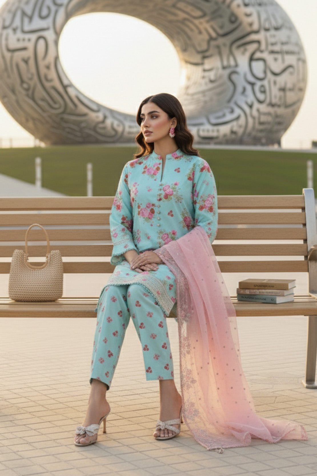 Embroidered - 3 Pc Lawn Suit (Organza Dupatta)