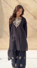 Black Trending Printed - 2 Pc Lawn Net Suit