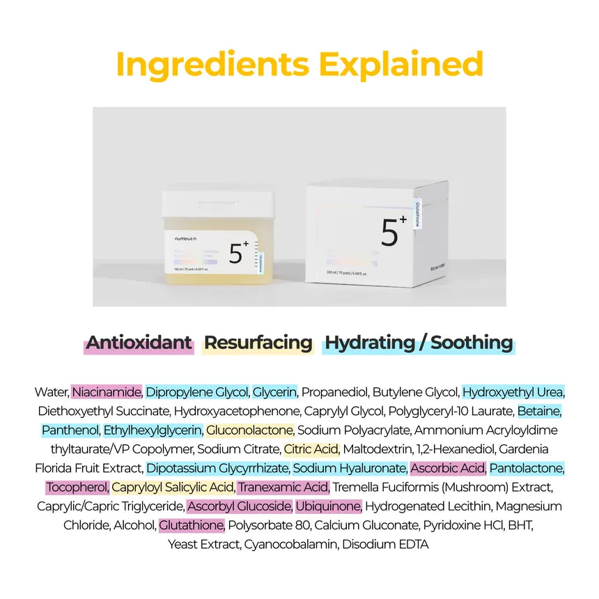 Numbuzin No.5 Vitamin-Niacinamide Concentrated Pad - 70 Pads