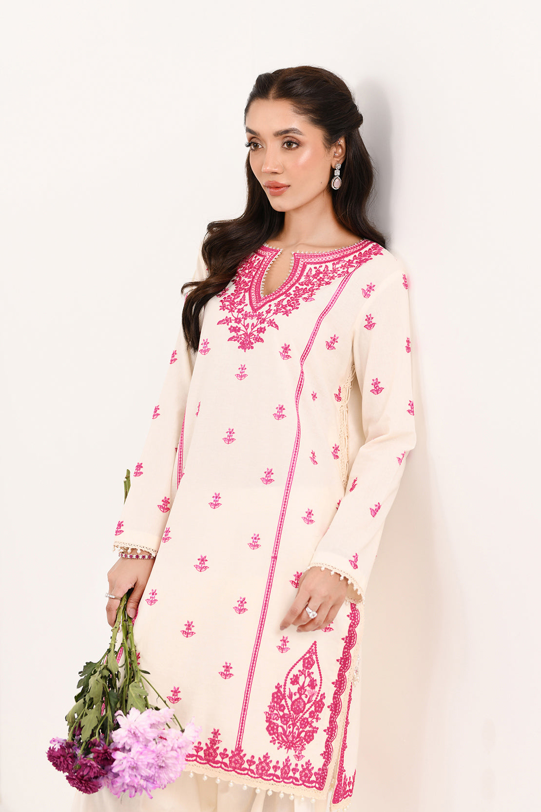 Embroidered - 2 Pc Cotton Linen Suit